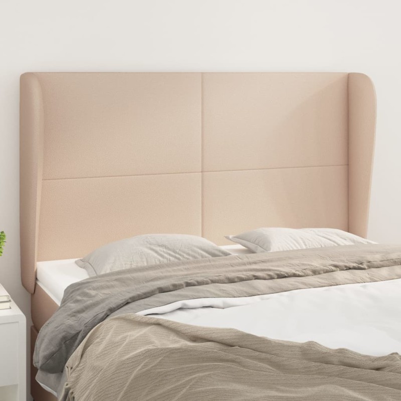 vidaXL Cabecero con orejas cuero sintético capuchino 147x23x118/128 cm vidaXL Cabecero con orejas cuero sintético capuchino 147x23x118/128 cm