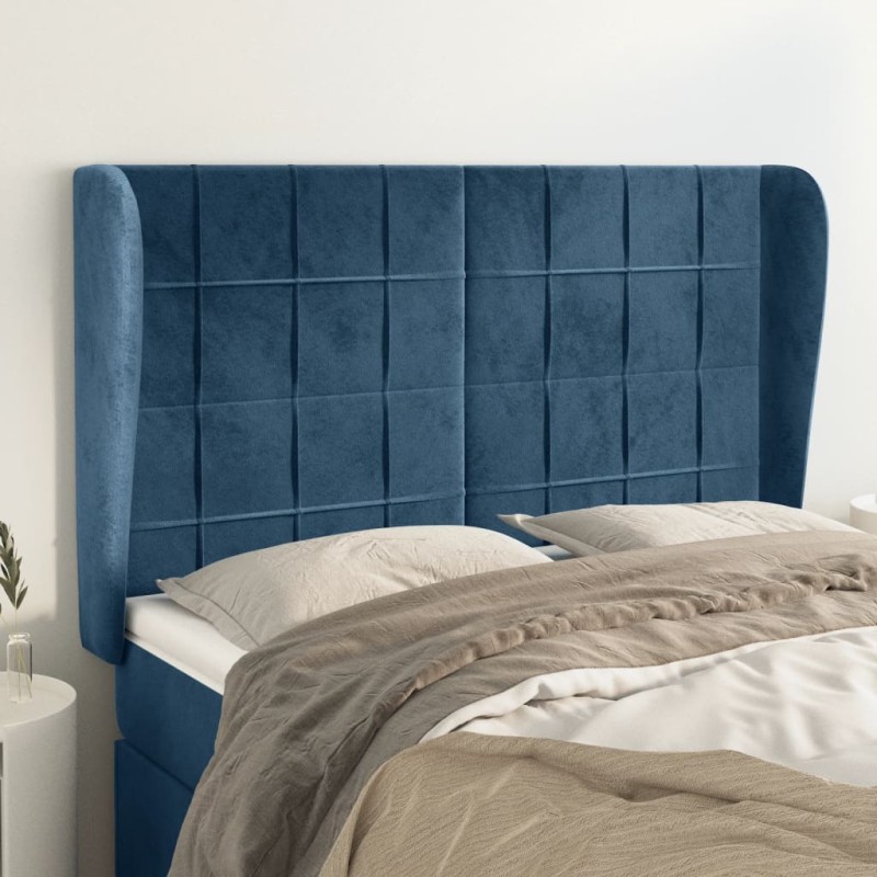 vidaXL Cabecero con orejas de terciopelo azul oscuro 147x23x118/128 cm vidaXL Cabecero con orejas de terciopelo azul oscuro 147x23x118/128 cm