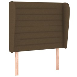 vidaXL Cabecero con orejas de tela marrón oscuro 93x23x118/128 cm