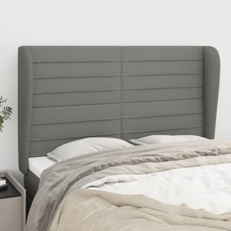 vidaXL Cabecero con orejas de tela gris oscuro 147x23x118/128 cm