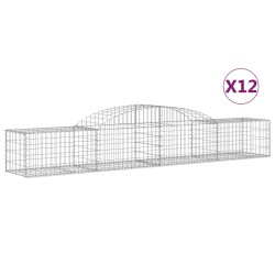 vidaXL Cestas de gaviones 12 uds forma de arco hierro 300x50x40/60 cm