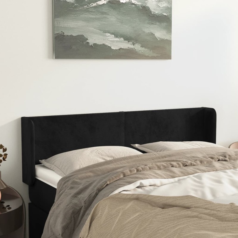 vidaXL Cabecero de terciopelo negro 147x16x78/88 cm vidaXL Cabecero de terciopelo negro 147x16x78/88 cm