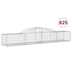 vidaXL Cestas de gaviones 25 uds forma de arco hierro 300x50x40/60 cm