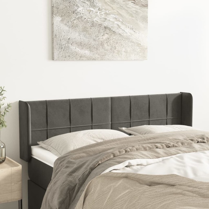 vidaXL Cabecero de terciopelo gris oscuro 147x16x78/88 cm vidaXL Cabecero de terciopelo gris oscuro 147x16x78/88 cm