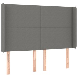 vidaXL Cabecero con orejas de tela gris oscuro 147x16x118/128 cm