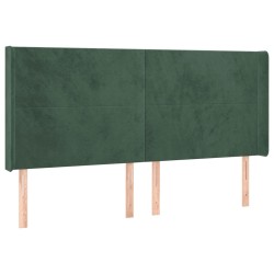 vidaXL Cabecero con orejas de terciopelo verde oscuro 163x16x118/128cm