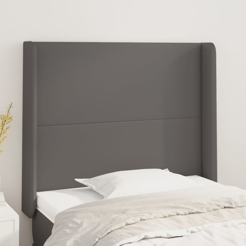 vidaXL Cabecero con orejas cuero sintético gris 103x16x118/128cm vidaXL Cabecero con orejas cuero sintético gris 103x16x118/128cm