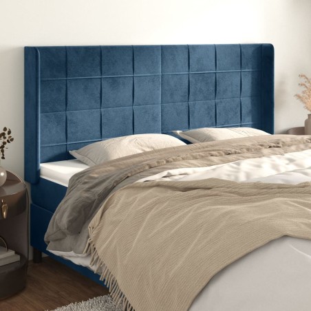 vidaXL Cabecero con orejas de terciopelo azul oscuro 183x16x118/128 cm