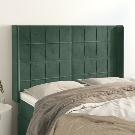 vidaXL Cabecero con orejas de terciopelo verde oscuro 147x16x118/128cm