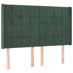 vidaXL Cabecero con orejas de terciopelo verde oscuro 147x16x118/128cm