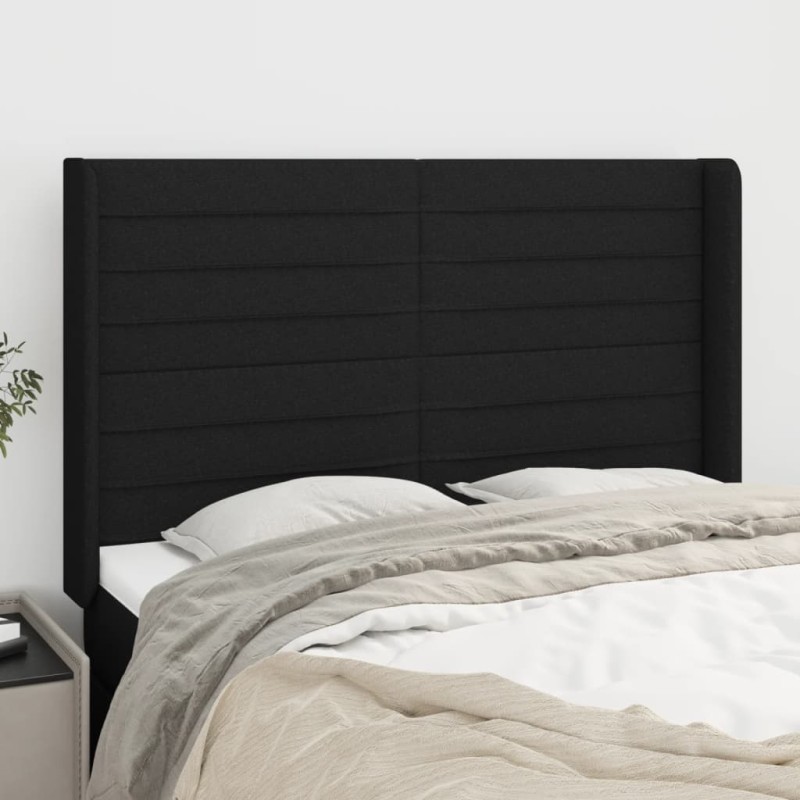vidaXL Cabecero con orejas de tela negro 147x16x118/128 cm vidaXL Cabecero con orejas de tela negro 147x16x118/128 cm
