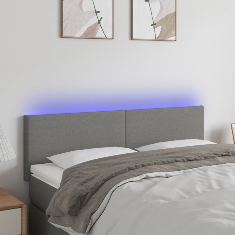 vidaXL Cabecero con LED de tela gris oscuro 144x5x78/88 cm vidaXL Cabecero con LED de tela gris oscuro 144x5x78/88 cm
