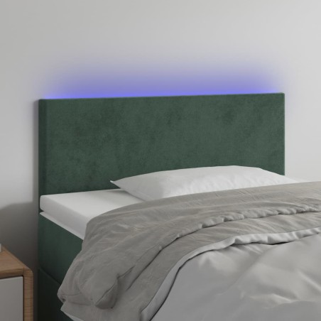vidaXL Cabecero con LED de terciopelo verde oscuro 80x5x78/88 cm