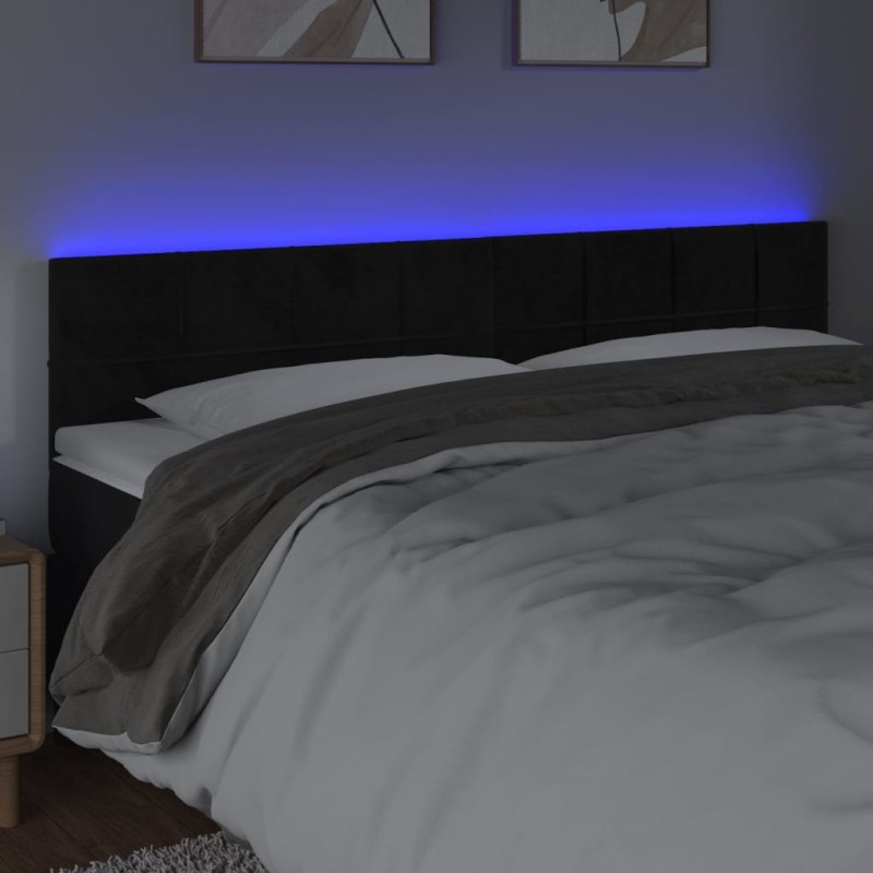 vidaXL Cabecero con LED de terciopelo negro 180x5x78/88 cm vidaXL Cabecero con LED de terciopelo negro 180x5x78/88 cm