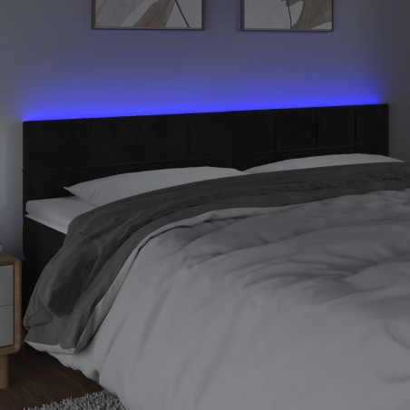 vidaXL Cabecero con LED de terciopelo negro 180x5x78/88 cm