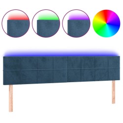 vidaXL Cabecero con LED de terciopelo azul oscuro 180x5x78/88 cm