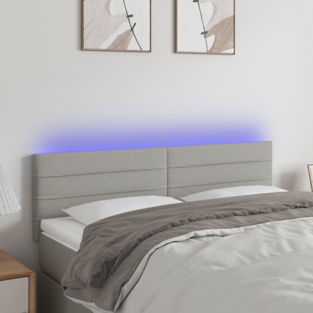 vidaXL Cabecero con LED de tela gris claro 144x5x78/88 cm
