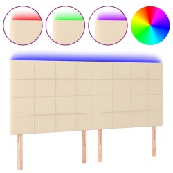 vidaXL Cabecero con luces LED tela crema 180x5x118/128 cm