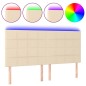vidaXL Cabecero con luces LED tela crema 180x5x118/128 cm vidaXL Cabecero con luces LED tela crema 180x5x118/128 cm