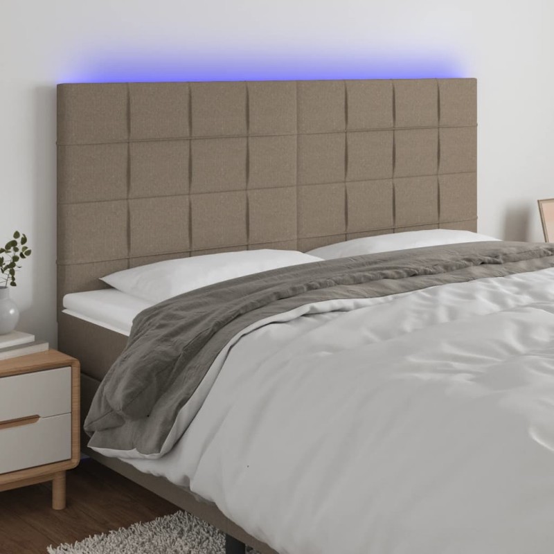vidaXL Cabecero con luces LED tela gris taupe 160x5x118/128 cm vidaXL Cabecero con luces LED tela gris taupe 160x5x118/128 cm