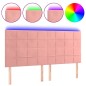 vidaXL Cabecero con luces LED terciopelo rosa 200x5x118/128 cm vidaXL Cabecero con luces LED terciopelo rosa 200x5x118/128 cm