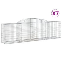 vidaXL Cestas de gaviones 7 uds forma de arco hierro 300x50x80/100 cm