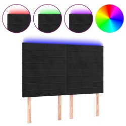 vidaXL Cabecero con luces LED terciopelo negro 144x5x118/128 cm