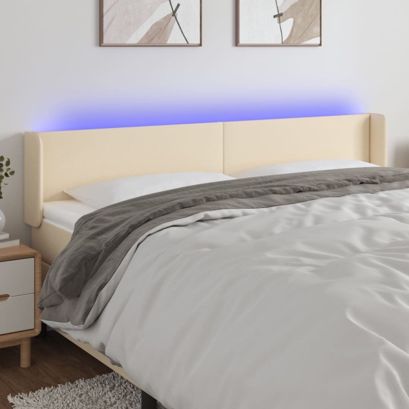 vidaXL Cabecero con LED de tela crema 163x16x78/88 cm vidaXL Cabecero con LED de tela crema 163x16x78/88 cm