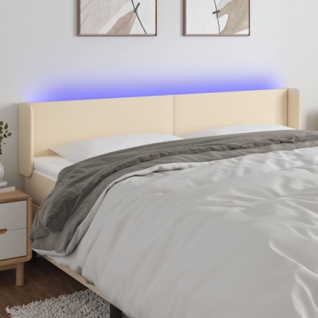 vidaXL Cabecero con LED de tela crema 163x16x78/88 cm