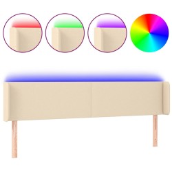 vidaXL Cabecero con LED de tela crema 163x16x78/88 cm