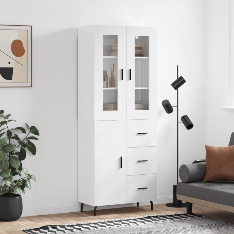 vidaXL Aparador alto madera contrachapada blanco brillo 69,5x34x180 cm vidaXL Aparador alto madera contrachapada blanco brillo 69,5x34x180 cm