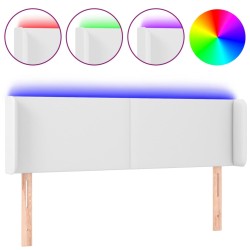 vidaXL Cabecero con LED cuero sintético blanco 147x16x78/88 cm