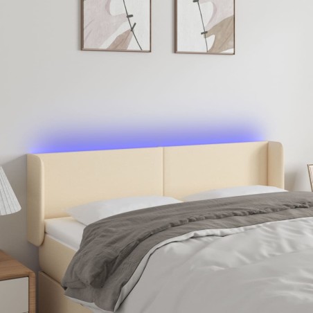 vidaXL Cabecero con LED de tela crema 147x16x78/88 cm