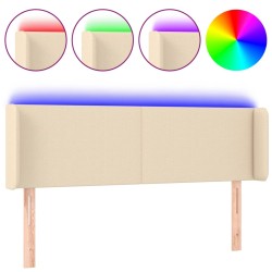 vidaXL Cabecero con LED de tela crema 147x16x78/88 cm