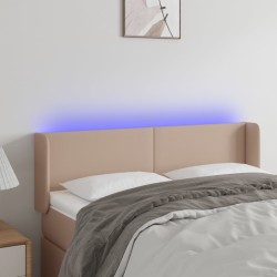 vidaXL Cabecero con LED cuero sintético capuchino 147x16x78/88 cm