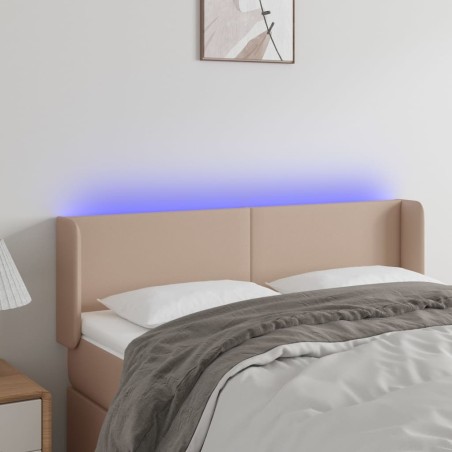 vidaXL Cabecero con LED cuero sintético capuchino 147x16x78/88 cm