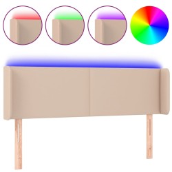 vidaXL Cabecero con LED cuero sintético capuchino 147x16x78/88 cm