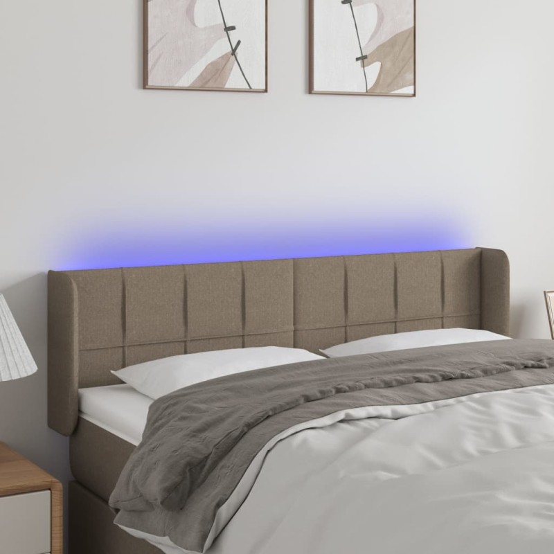 vidaXL Cabecero con LED de tela gris taupe 147x16x78/88 cm vidaXL Cabecero con LED de tela gris taupe 147x16x78/88 cm