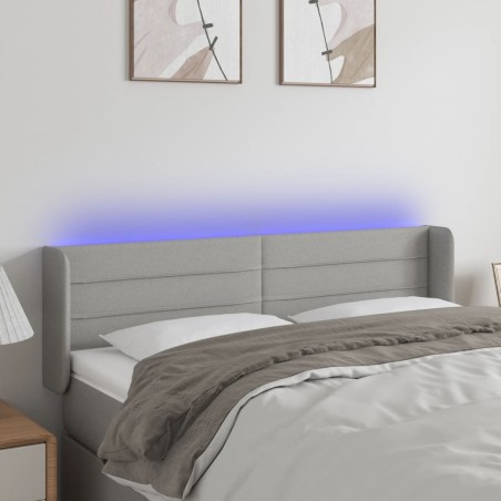 vidaXL Cabecero con LED de tela gris claro 147x16x78/88 cm