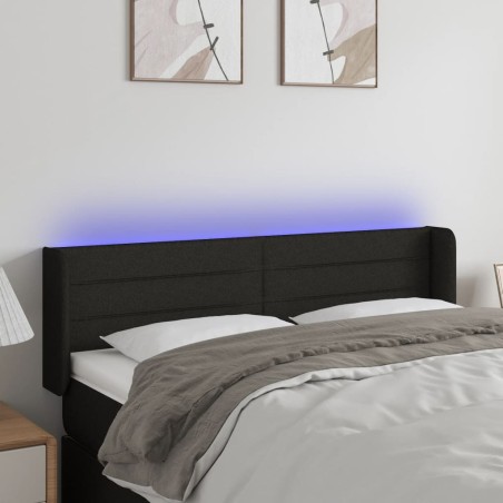 vidaXL Cabecero con LED de tela negro 147x16x78/88 cm