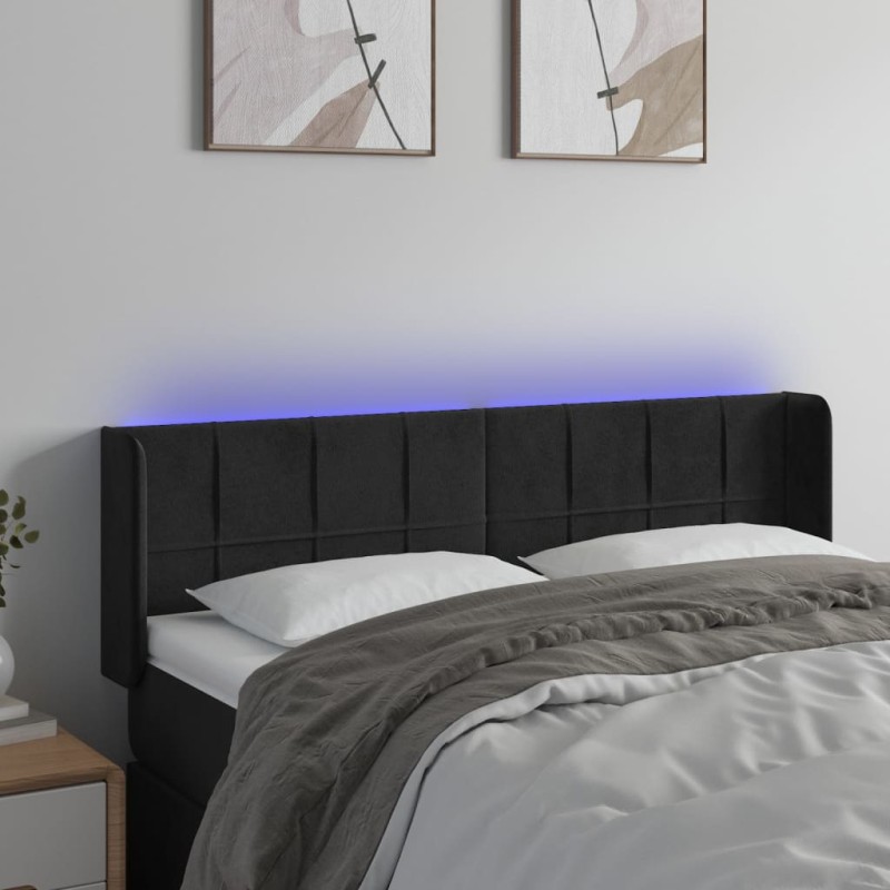 vidaXL Cabecero con LED de terciopelo negro 147x16x78/88 cm vidaXL Cabecero con LED de terciopelo negro 147x16x78/88 cm