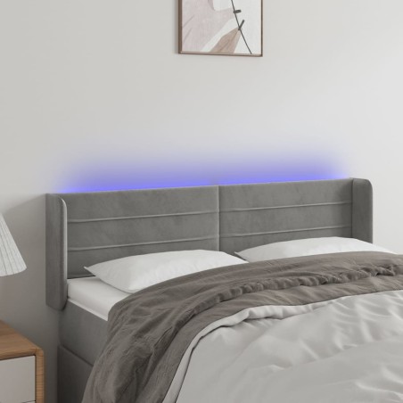 vidaXL Cabecero con LED de terciopelo gris claro 147x16x78/88 cm
