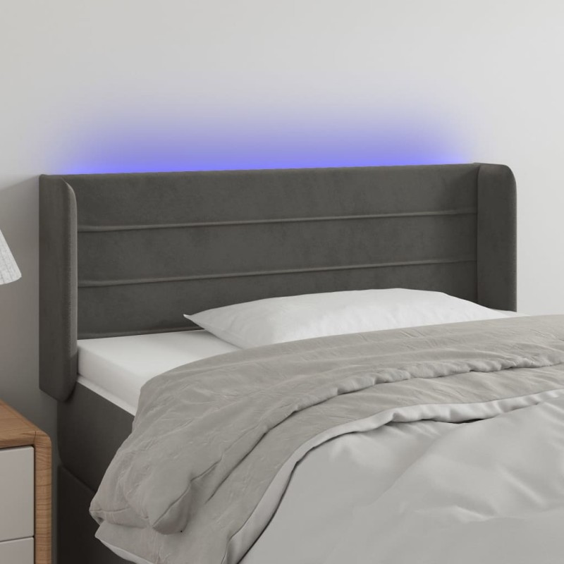 vidaXL Cabecero con LED de terciopelo gris oscuro 93x16x78/88 cm vidaXL Cabecero con LED de terciopelo gris oscuro 93x16x78/88 cm