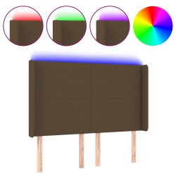 vidaXL Cabecero con LED de tela marrón oscuro 147x16x118/128 cm