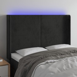 vidaXL Cabecero con LED de terciopelo negro 147x16x118/128 cm