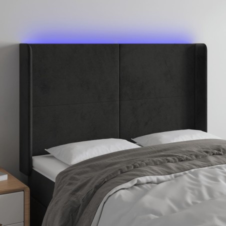 vidaXL Cabecero con LED de terciopelo negro 147x16x118/128 cm