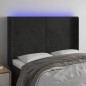vidaXL Cabecero con LED de terciopelo negro 147x16x118/128 cm