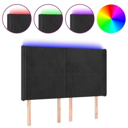 vidaXL Cabecero con LED de terciopelo negro 147x16x118/128 cm