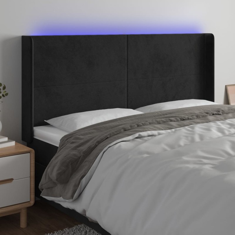 vidaXL Cabecero con LED de terciopelo negro 183x16x118/128 cm vidaXL Cabecero con LED de terciopelo negro 183x16x118/128 cm