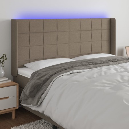 vidaXL Cabecero con LED de tela gris taupe 203x16x118/128 cm